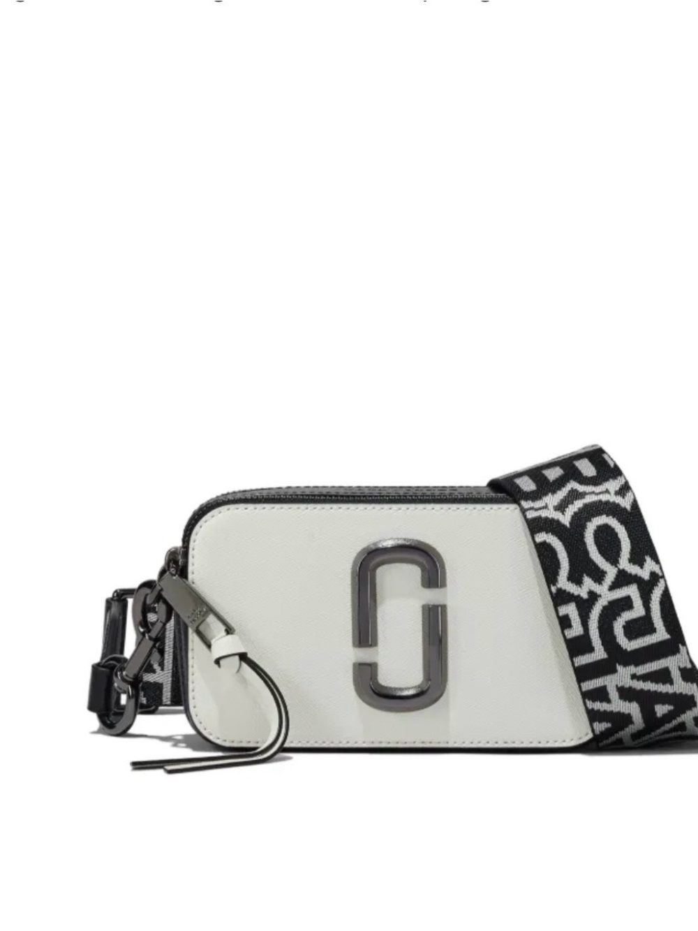 Marc Jacobs White Snapshot Camera Bag with Black Logo Strap